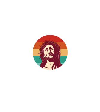 Jézus Krisztus Retro minta fekete pólón