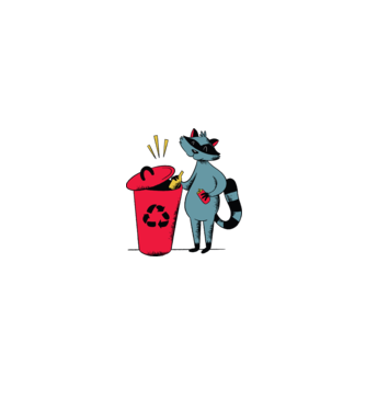 Mosómedve Recycling minta fehér/piros pólón