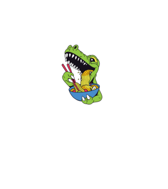 T-rex Ramen minta piros pólón