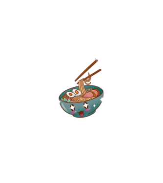 Kawaii Ramen minta homokszín pólón