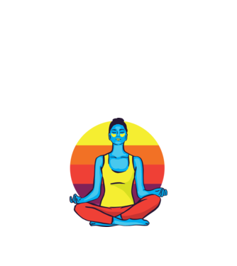 Jóga Meditálás Retro minta sötétkék pólón