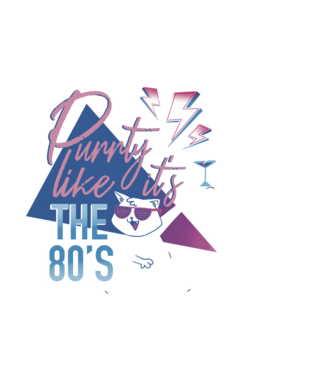 Purrty Like it's the 80's minta fekete pólón
