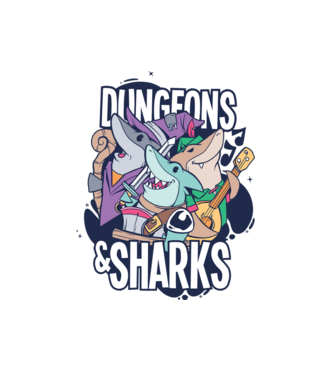 Dungeon Sharks minta fehér pólón
