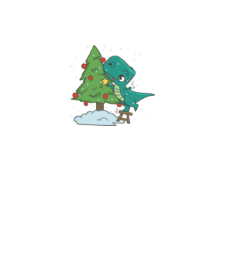 T-rex Karácsonyfa díszítés minta fekete pólón