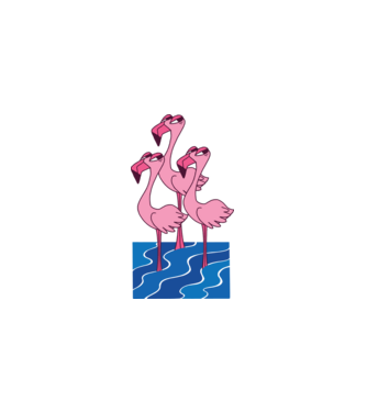 Flamingo Trio minta fehér pólón