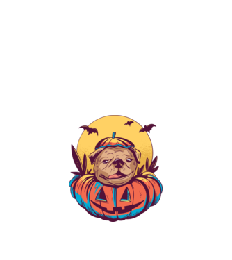 Mopsz Halloween minta fekete pólón