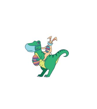 Trex és húsvéti nyuszi minta fekete pólón