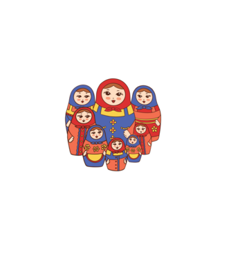 Matryoshka baba minta fekete pólón
