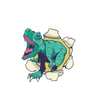 T-rex 3D minta fehér pólón