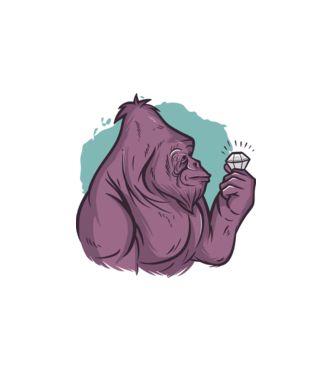 gorilla és gyémánt minta fehér pólón