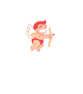 Covidos Cupido minta fehér pólón