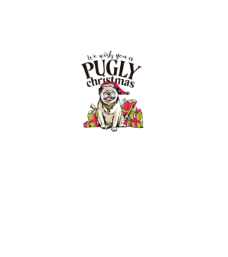 We wish You a Pugly Christmas mopszos póló minta rózsaszín pólón
