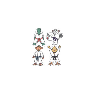 Judo állatok minta fehér pólón