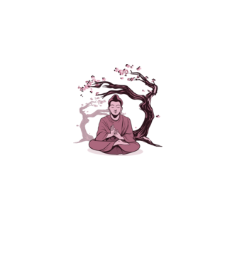 Buddha meditáció minta fehér pólón