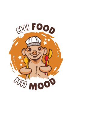 Good food good mood minta fehér pólón