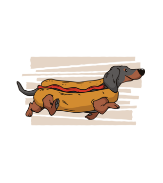Hot Dog tacskó minta fehér pólón