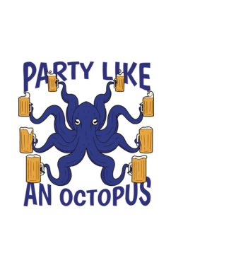 Party Like An Octopus minta világoskék pólón
