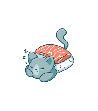 Sushi macska minta fehér pólón