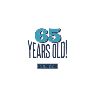 65 years old awesome since 1955 minta világoskék pólón