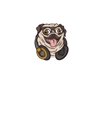 Mopsz Fejhallgatóval minta fehér pólón