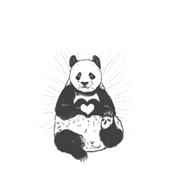 Panda szív minta fehér pólón