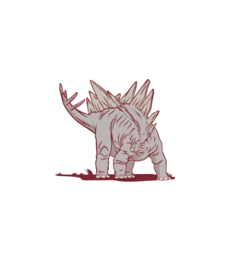 Stegosaurus Dinoszaurusz minta fehér pólón