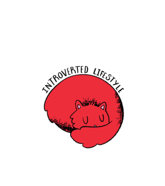 Introvertált Cica minta fehér pólón