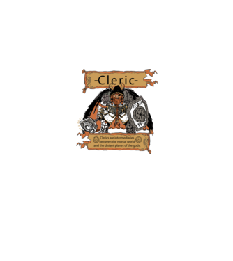 Fantasy Cleric minta farmerkék pólón