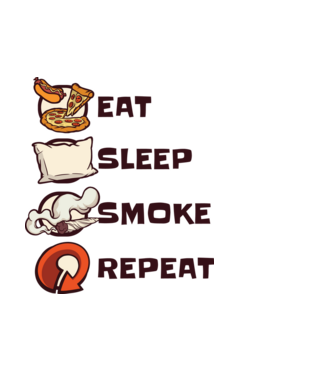 Eat Sleep Smoke Repeat minta fehér pólón