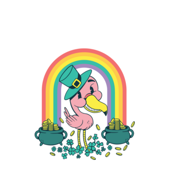 Szent Patrick flamingo minta fehér pólón