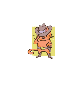 Cowboy macska minta fekete pólón