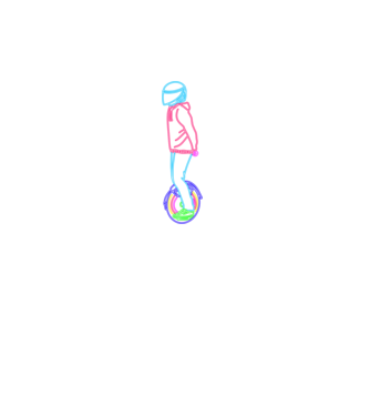 Neon unicycle minta türkiz pólón