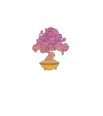 Cica Bonsai minta világos rózsaszín pólón