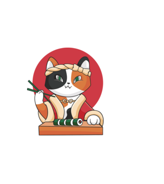 Calico Sushi Macska minta világos rózsaszín pólón