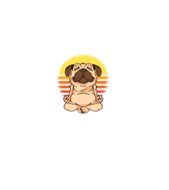 Mopsz Jóga póló minta fekete pólón