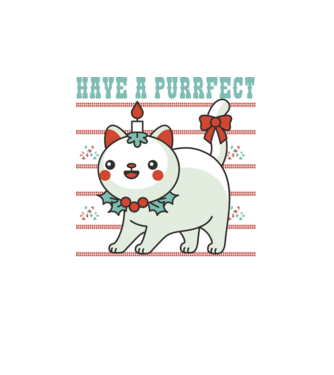 Have a Purrfect Christmas minta fehér pólón