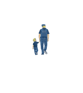 Rendőr apuka minta fekete pólón