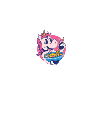 Unikornis Ramen minta farmerkék pólón