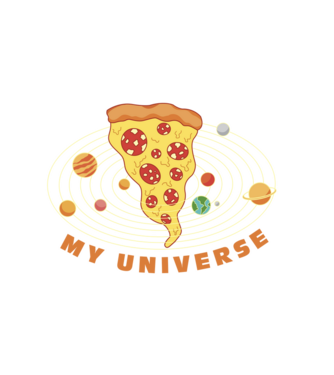 Pizza univerzum minta fehér pólón