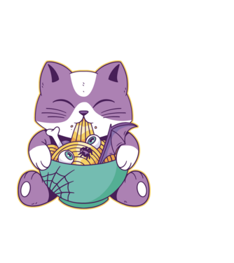 Halloween Ramen Cica minta fekete pólón