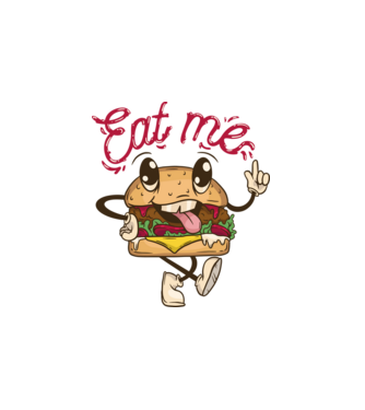 Eat me hamburger minta fehér pólón