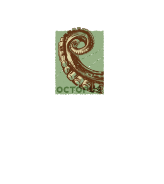 Octopus Polip minta fekete pólón