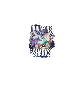 Dungeon Sharks minta világos rózsaszín pólón