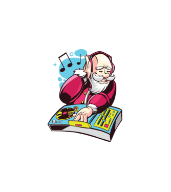 DJ Mikulás minta fehér pólón
