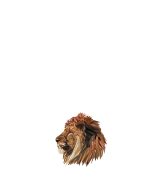 lion polygon minta fehér pólón