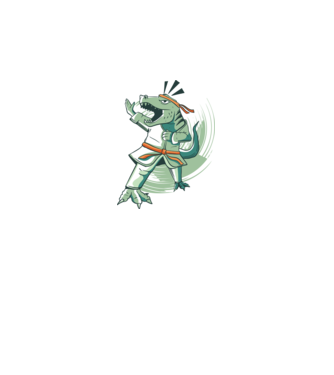 T-rex Karate minta fehér pólón
