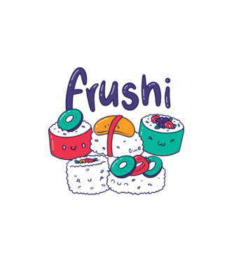 Frushi minta fehér pólón