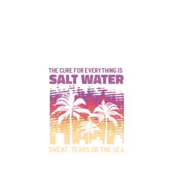 Retro Sunset - A sós víz a gyógyír mindenre minta fekete pólón