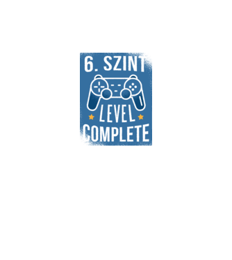 6. szint level completed minta fekete pólón
