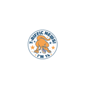 T-rex Terrific news i'm 14 minta fehér/piros pólón